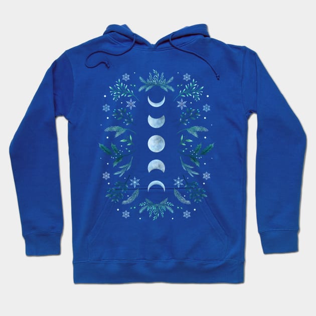 Moonlight Garden - Teal Snow Hoodie by Episodic Drawing